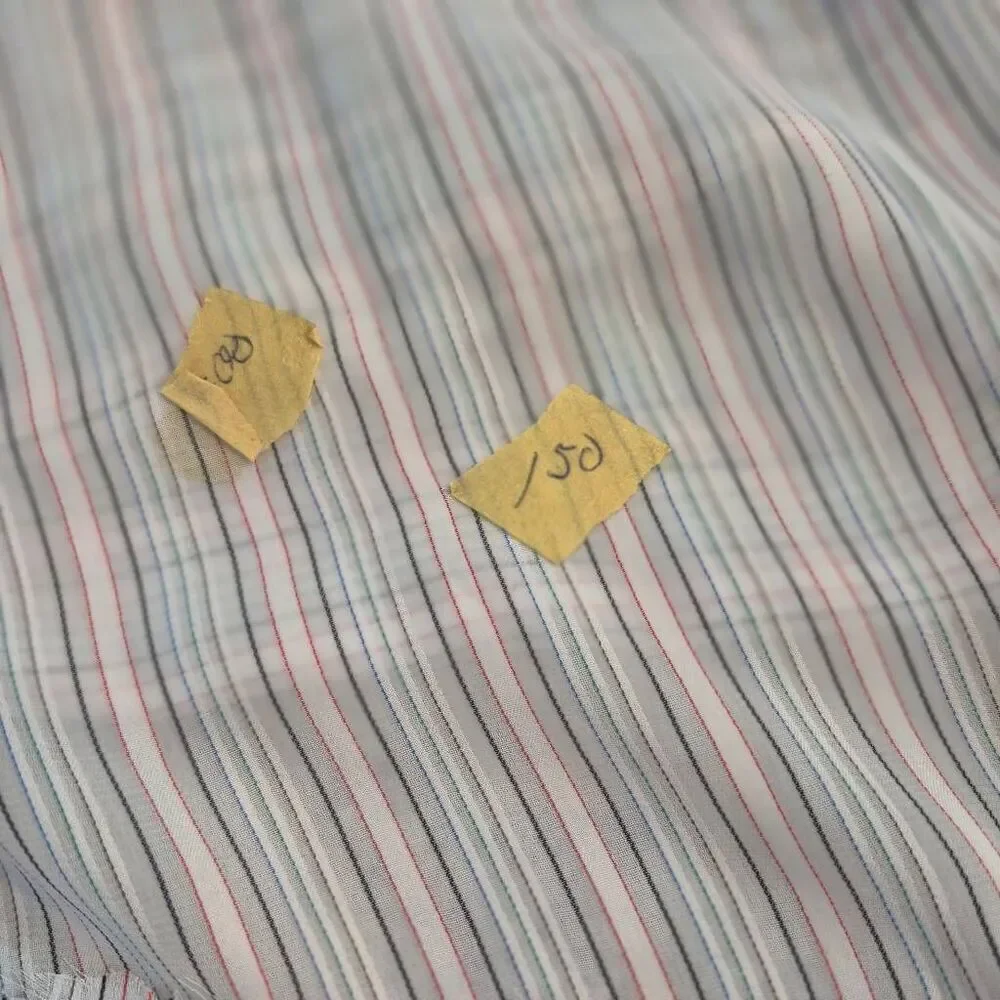 Fabric, White Multicolored Striped Chiffon 45